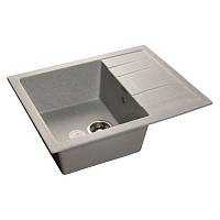 Мойка GRANFEST мрамор QUADRO GF-Q-650L (650*500*200 мм), серый, с сифоном и сливной арматурой — купить оптом и в розницу в интернет магазине GTV-Meridian.
